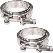 2.5 Inch V Band Clamp Kit w/ Male Female Flange 304 Steel MS Turbo Exhaust 2PCS