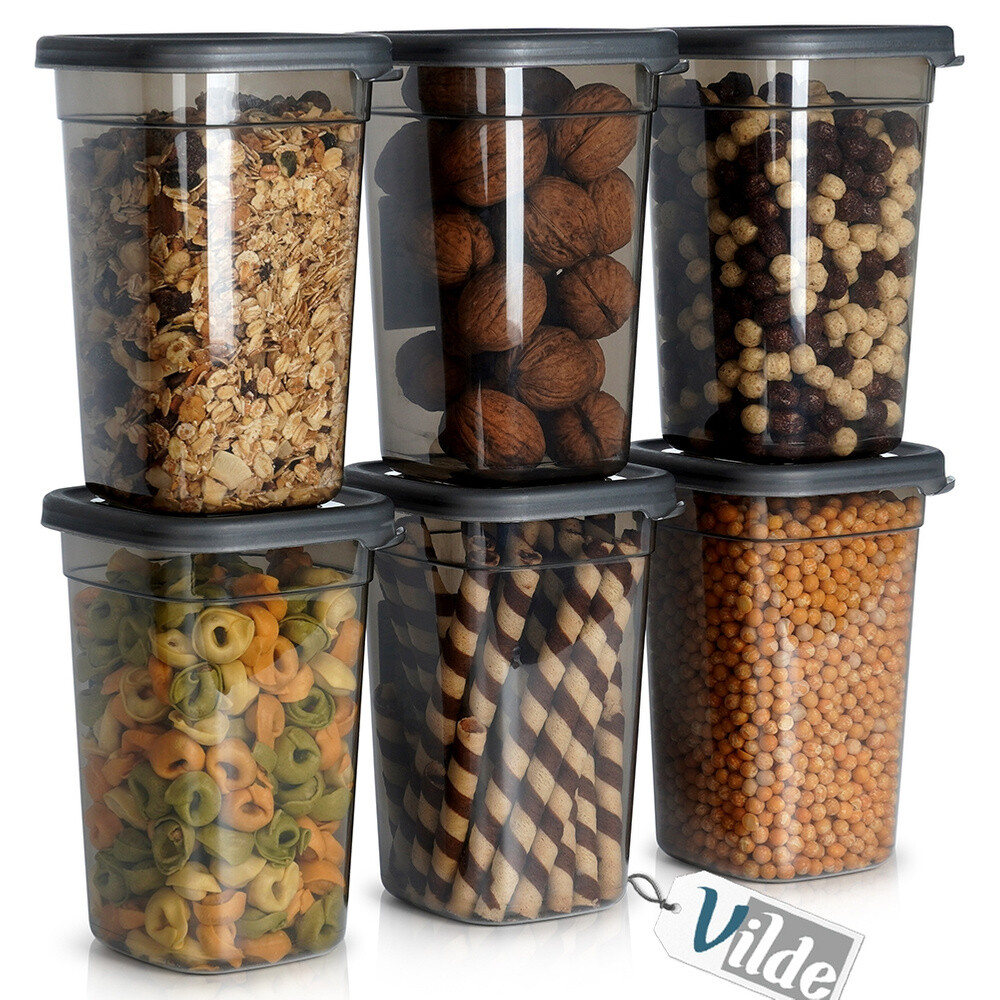Aufbewahrungsbehälter für trockene Lebensmittel mit Deckel Vorratsdose 1L 6 Stk.