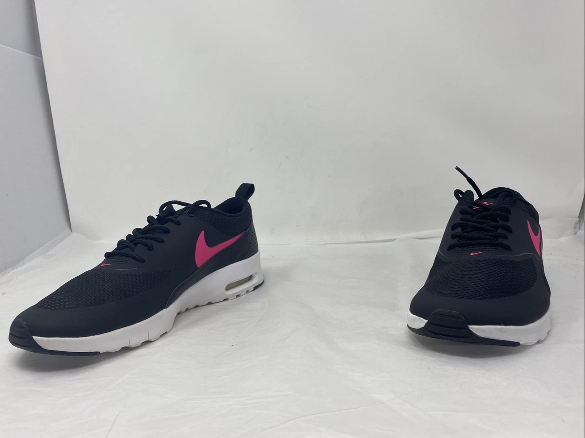 Preschool nike air max thea shoes size 13 black with pink swoosh Clearance