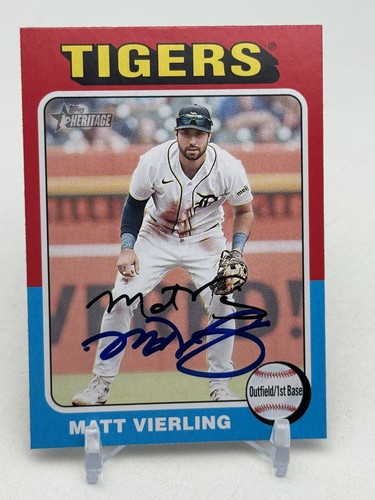 Detroit Tigers MATT VIERLING SIGNED 2024 Topps Heritage #231 Detroit Tigers Auto