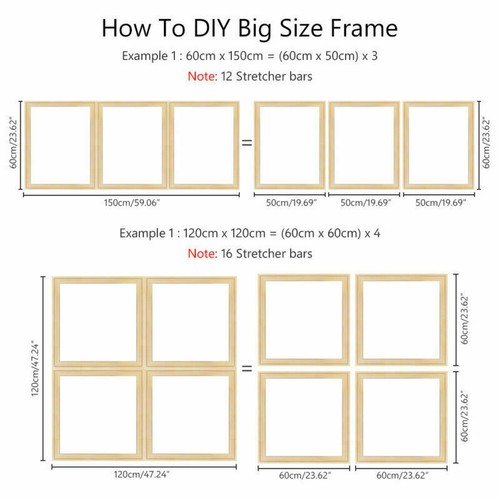Sturdy Canvas Bars Gallery Stretcher Frame Strips DIY For Oil Painting - Picture 3 of 26