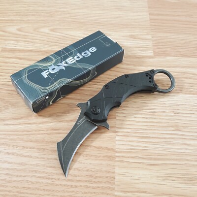 Fox Edge The Claw Liner Folding Knife 2.5'' 8Cr13MoV Steel Blade Black G10 Handle