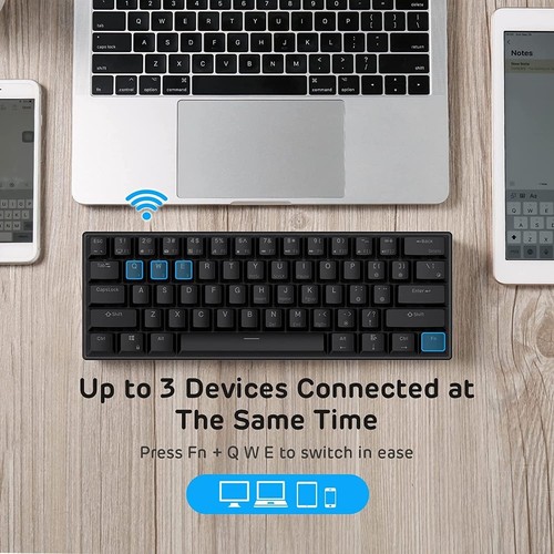 RK ROYAL KLUDGE RK61 60% Wireless Keyboard, BT/USB-C, RED Switches, Black - Bild 8 von 10