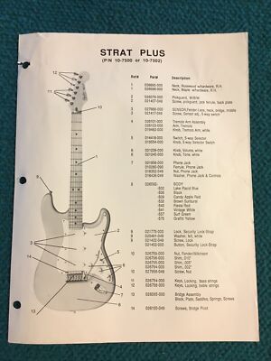 Vintage : FENDER strat plus STRATOCASTER 10-7500 : Parts List & Schematics