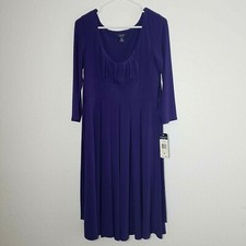 New Chaps Women's Size M Fit & Flare Purple Dress Empire Waist MSRP $85 (B1)
