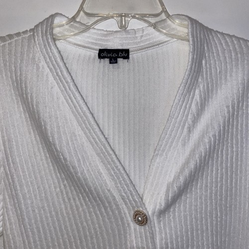olivia blu Womens Blouse Color White Size Large Long Sleeves - Picture 7 of 11