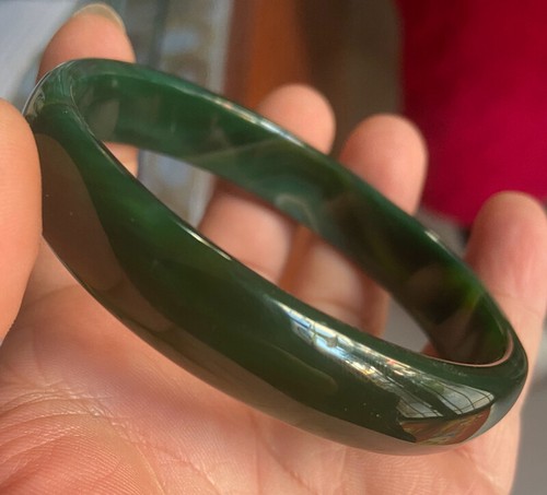 38.2g Natural A Grade Green Jade jadeite chalcedony Bangle bracelets 70mm AAA - Picture 4 of 4