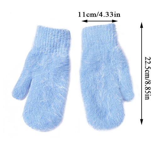Women's Faux Rabbit Fur Gloves Full Mitten Thicken Winter Warm Wrist Mittens - Picture 2 of 34