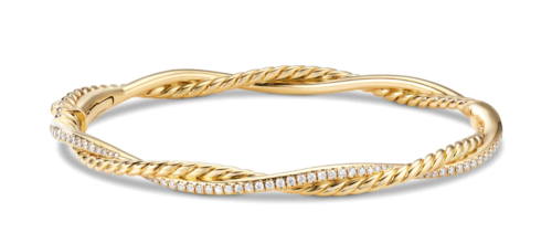 $7800 DAVID YURMAN 18K YELLOW GOLD INFINITY CROSSOVER DIAMOND BRACELET