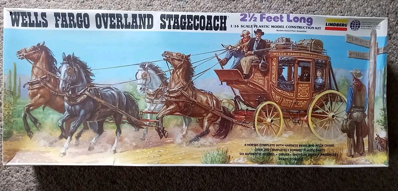 SEALED LINDBERG WELLS FARGO OVERLAND STAGECOACH 1/16 SCALE MODEL KIT 