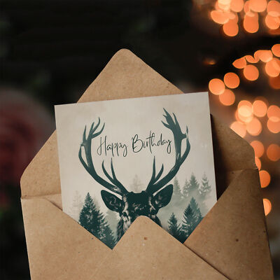 Artery8 Geburtstagskarte „Scottish Stag“ – Für Ihn, Papa, Bruder, 17,5 X 12,5 Cm