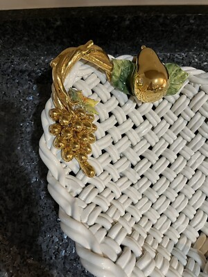 Vintage ORO ZECCHINO Fine Italian Porcelain Exclusive Basket W/24k
