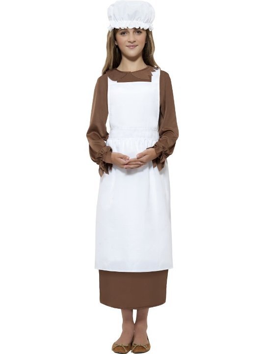 VICTORIAN CHILD GIRLS PILGRIM COLONIAL COSTUME APRON AND MOP HAT
