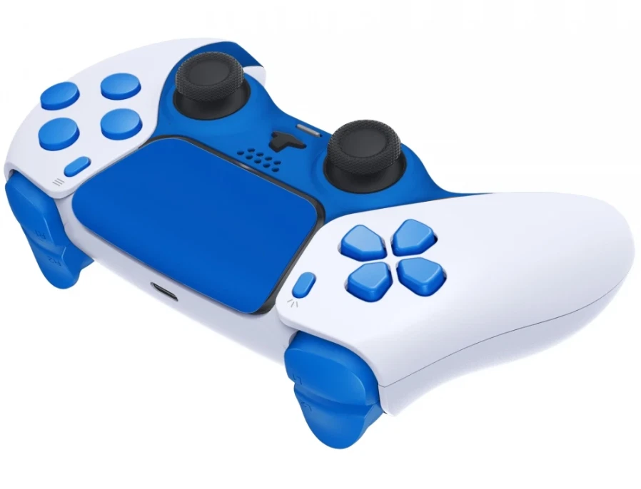 White/Blue Smart Rapid Fire Custom PRO Modded Controller compatible with PS5 FPS - Image 2 of 4