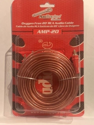 Audiopipe AMP-2O Clear 20 Ft Oxy Free RCA Audio Cable 2 Channel 24Kt - Picture 2 of 3