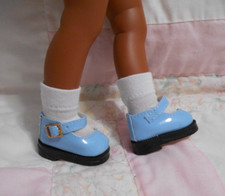 Kemper Doll Shoes 45mm/18mm Modern Mary Janes Shiney Buckle LIGHT BLUE SBB01-45