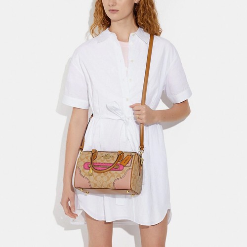 Neu mit Etikett Coach CH168 Rowan Umhängetasche aus charakteristischem Canvas Trompe L'oeil-Druck khaki - Bild 4 von 5