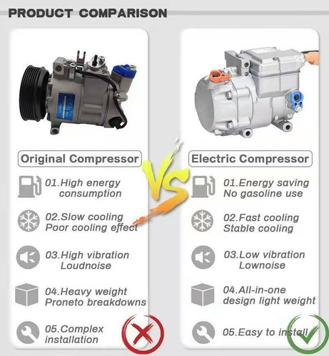 14CC 12V A/C Electric AC Compressor for Auto Air Conditioning Car Truck ...