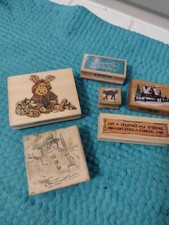 Lot of 6 holiday theme wood/rubber stamps
