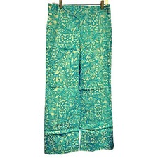 Lilly Pulitzer Side Button Cuffed Cotton Stretch Pants Floral Butterfly Sz 4