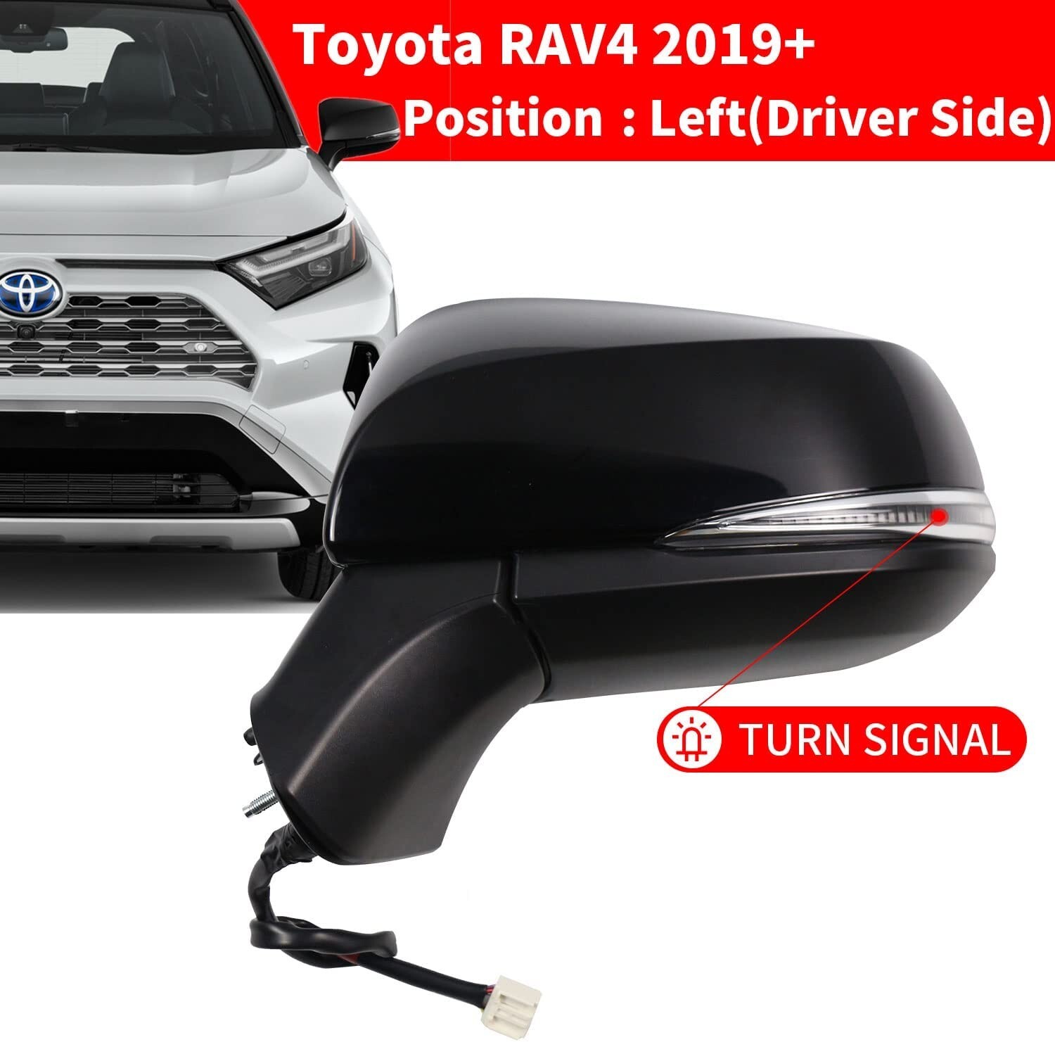 Side Mirror for 1923 Toyota RAV4 Power Heated Turning Lamp BSM Left