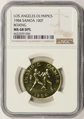 1984 Samoa Boxing Los Angeles Olympics Gold 100 Tala MS 68 DPL NGC
