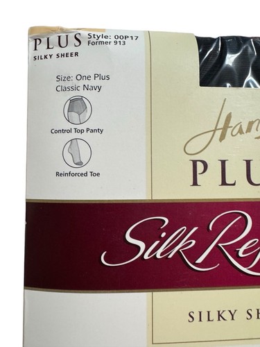 Hanes Plus Pantyhose Silk Reflections Silky Sheer Size One Plus Classic Navy - Picture 2 of 11
