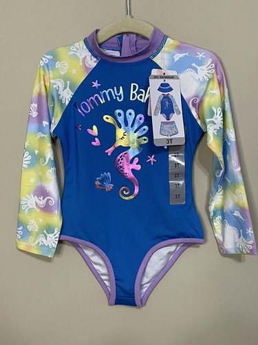 NWT Tommy Bahama size 3T blue purple sea horse 3pc Swim Set girls - Picture 2 of 11