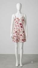 LOFT Cream Sleeveless Spaghetti-Strap Floral Print Summer Mini Dress, Sz 8