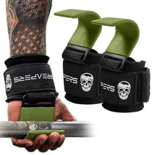 	Gymreapers Weight Lifting Hooks Pair Heavy Duty Power Wrist Straps Hand Grip	