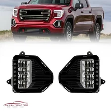 Pair For 2019-2022 GMC Sierra 1500 LED Fog Lights Front Bumper Lamps Left+Right