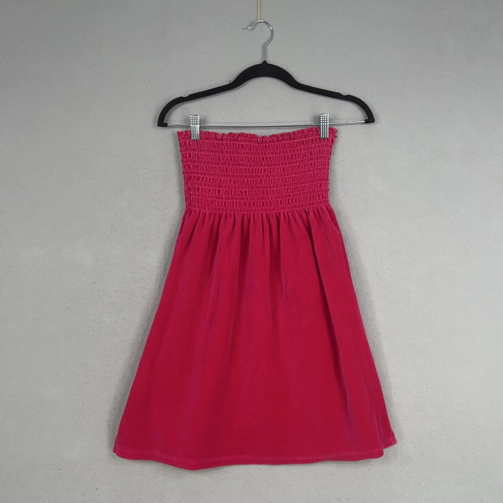 Vintage Juicy Couture Dress Womens Large Hot Pink Terry Smocked Tube Top 90s Y2k
