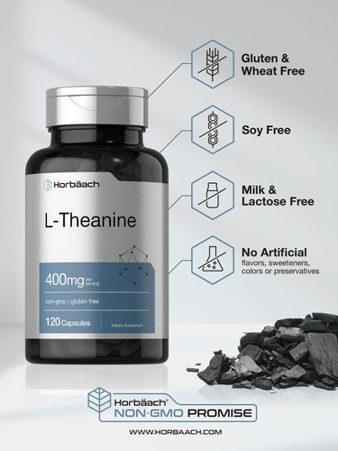 L Theanine 400mg | 120 Capsules | Non-GMO & Gluten Free | by Horbaach - Picture 4 of 7