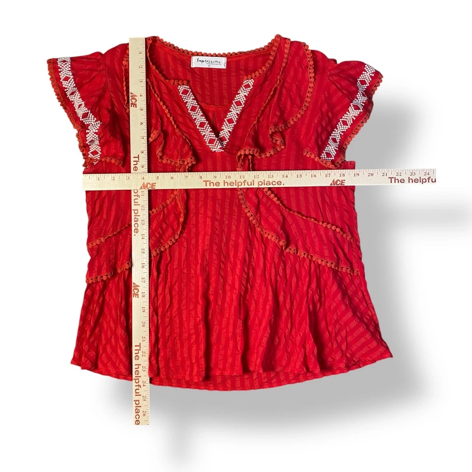 Top Impressions Tiki Hut con volantes para mujer talla M rojo boho Foto 3 de 4