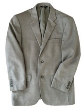 Joseph Feiss Gold Blazer Wool Grey Windowpane Plaid 40R Luxury Sports Coat