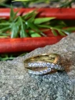 Vintage 925 Sterling Silver Gold Plated CZ Baguette Round Cluster X Ring Size 5