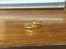 Gold Tone Love Ring Ruby Size 5.5 Valentines Day Gift Beautiful