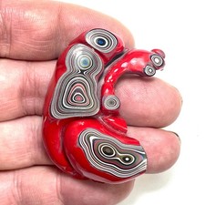 DVH Fordite Specimen Red Polished Face Michig...