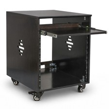 Sound Town Black Espresso 10U Studio Rack Desk with Slide-Out Tray SDRK-ST10D 