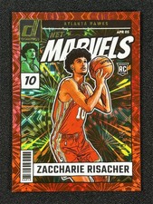 2024-25 Panini Donruss Zaccharie Risacher #14 Red Fireworks Net Marvels RC /55