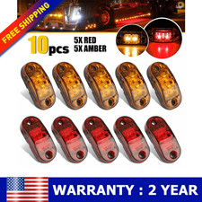 NEW Red/Amber/White 10X light Side Marker Truck Trailer Lights Turn Signal Light