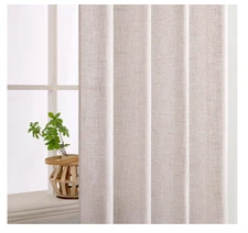 MIULEE Natural White Linen Curtains 52 x 90 Curtain Panels Drapes Semi Sheer NEW