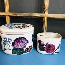 R. B. Bernarda Wild Flower Container Tooth Brush Holder, Lid Has Been Repaird