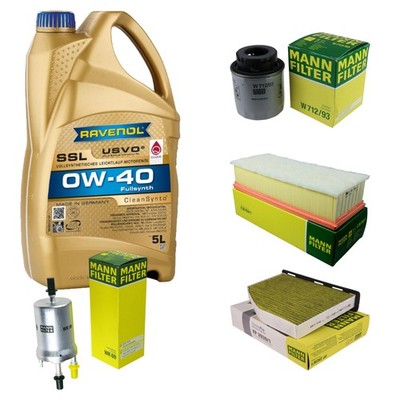 MANN Inspektionspaket 5L RAVENOL SSL 0W-40 für VW Touran 1.4 TSI Golf VI