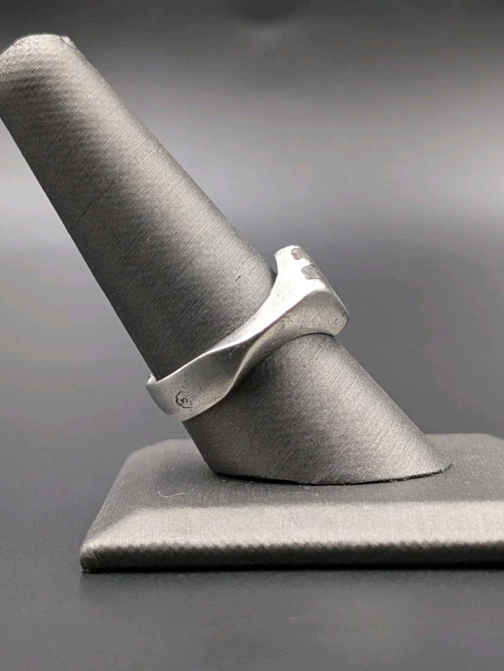 Anillo de colección de plata esterlina México 2 rayas con incrustaciones de abulón forma de diamante 925 para hombre Foto 4 de 4