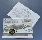 Guernsey £5 Coin 70th Anniv Battle Britain PNC. Hawker Hurricane Info Card