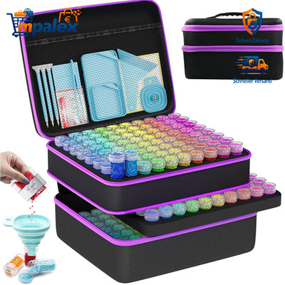 ARTDOT Diamond Painting Zubehör 240 Boxen Koffer Trichter Sortierung Schwarz