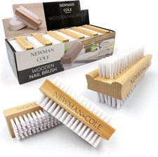 Wooden Nail Brush Set of 3 – Double-Sided with Firm Bristles for Cleaning