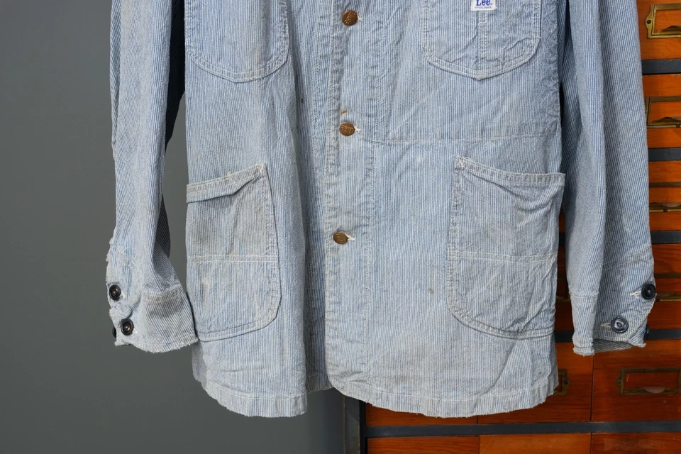 Abrigo chaqueta de granero vintage años 60 LEE Hickory a rayas hecha en unión para hombre talla 46 Foto 4 de 4