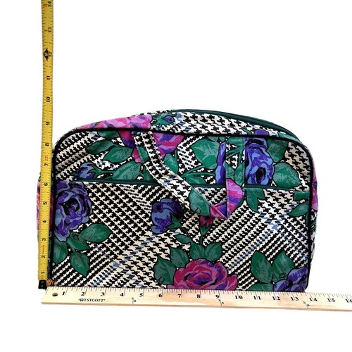 Christian Dior | Vintage 90s Beauté Large Floral Houndstooth Travel Cosmetic Bag - Picture 3 of 6